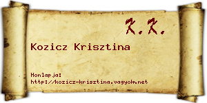 Kozicz Krisztina névjegykártya